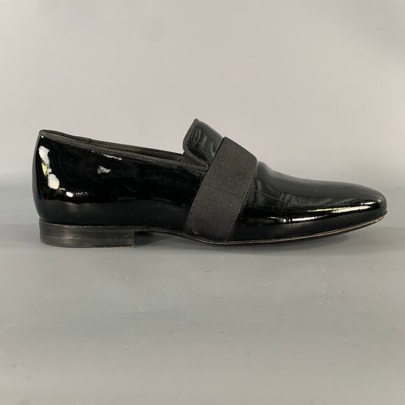 LANVIN Size 8 Black Patent Leather Slip On Loafers main image 6